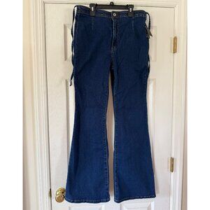 Lina Back Tie Flare Jeans - Dark Wash